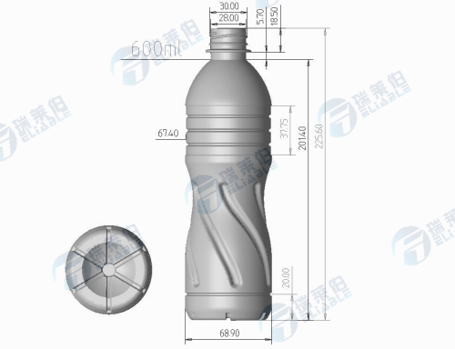 600ml Drinking Water Bottle Shape Design on Shelf
